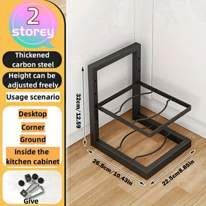 Adjustable Stainless Steel Pot and Pan Organizer Rack