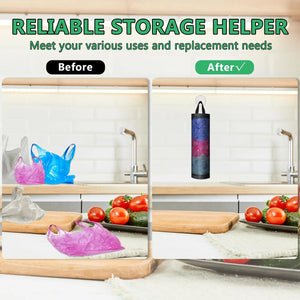 Wall-Mounted Plastic Bag Dispenser – Reusable Mesh Storage Organizer