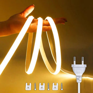 220V Waterproof COB LED Strip Light with ON/Off Switch