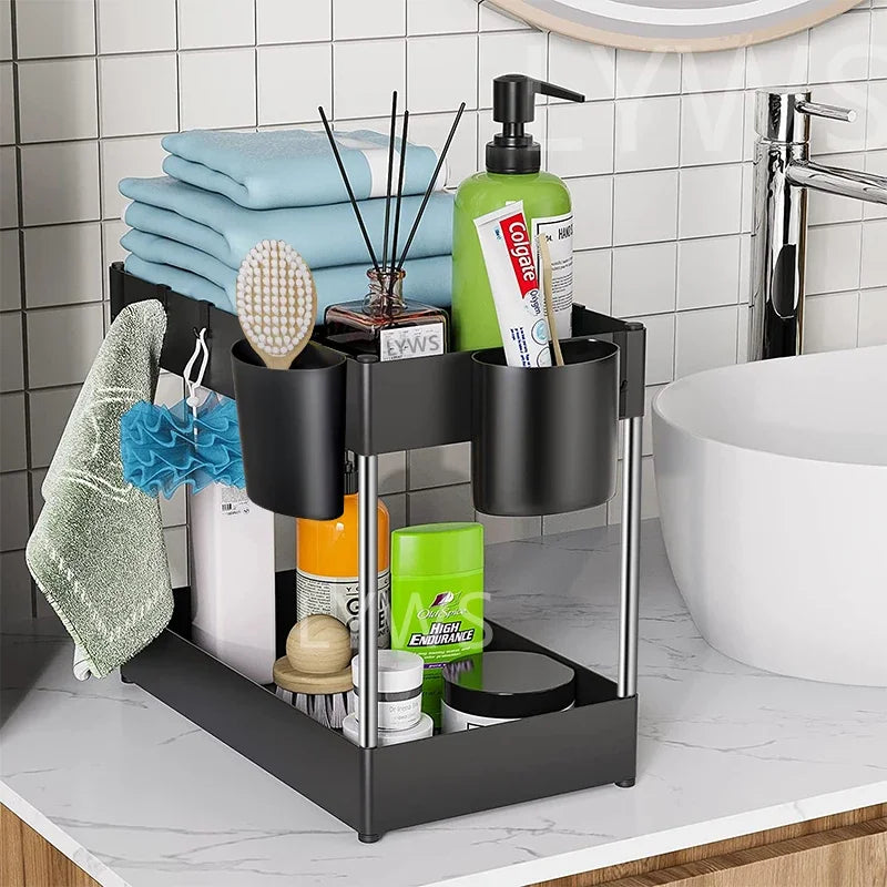 2-Tier Under Sink Organizer – Sliding Storage Drawer