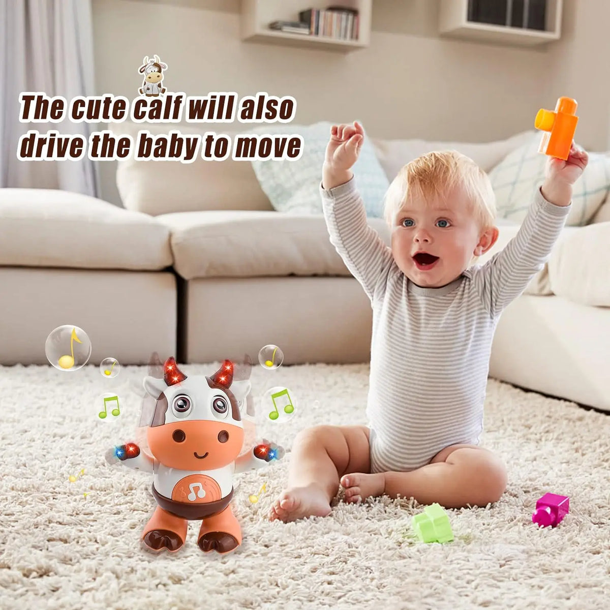 Writing  Baby Dancing Cow Toy with Music & Funny Moves | Interactive Plush Toy