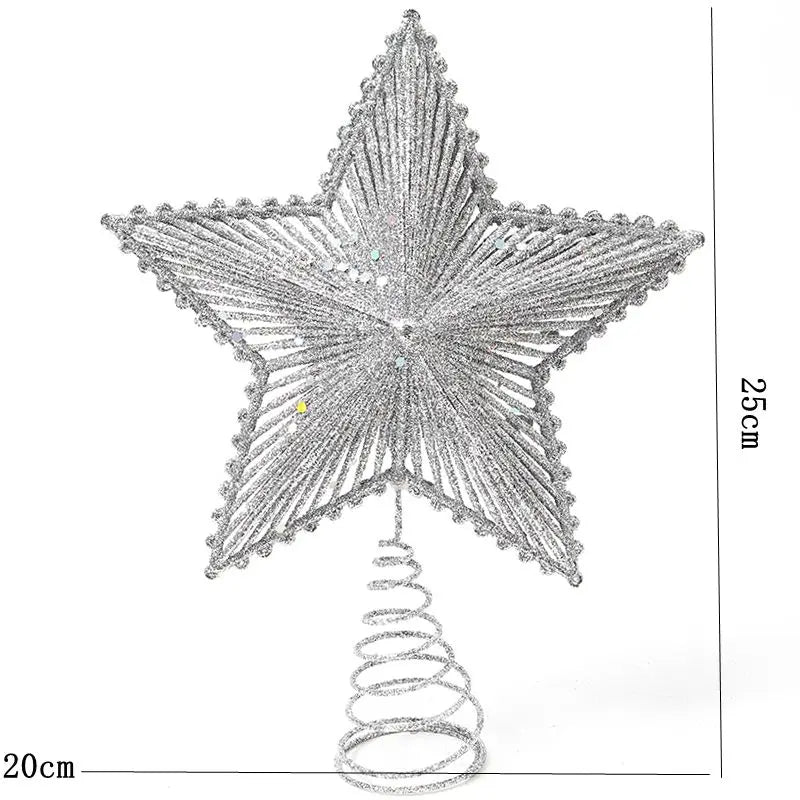 25cm Red Gold Glitter Star Christmas Tree Topper – Festive Decoration