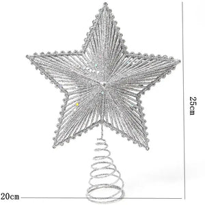 25cm Red Gold Glitter Star Christmas Tree Topper – Festive Decoration