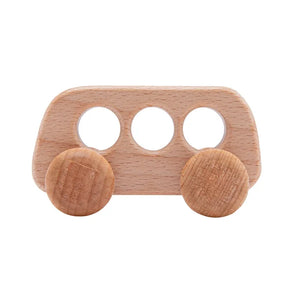 Dinosaur Cartoon Wooden Teether Toy for Babies – Montessori Sensory Car