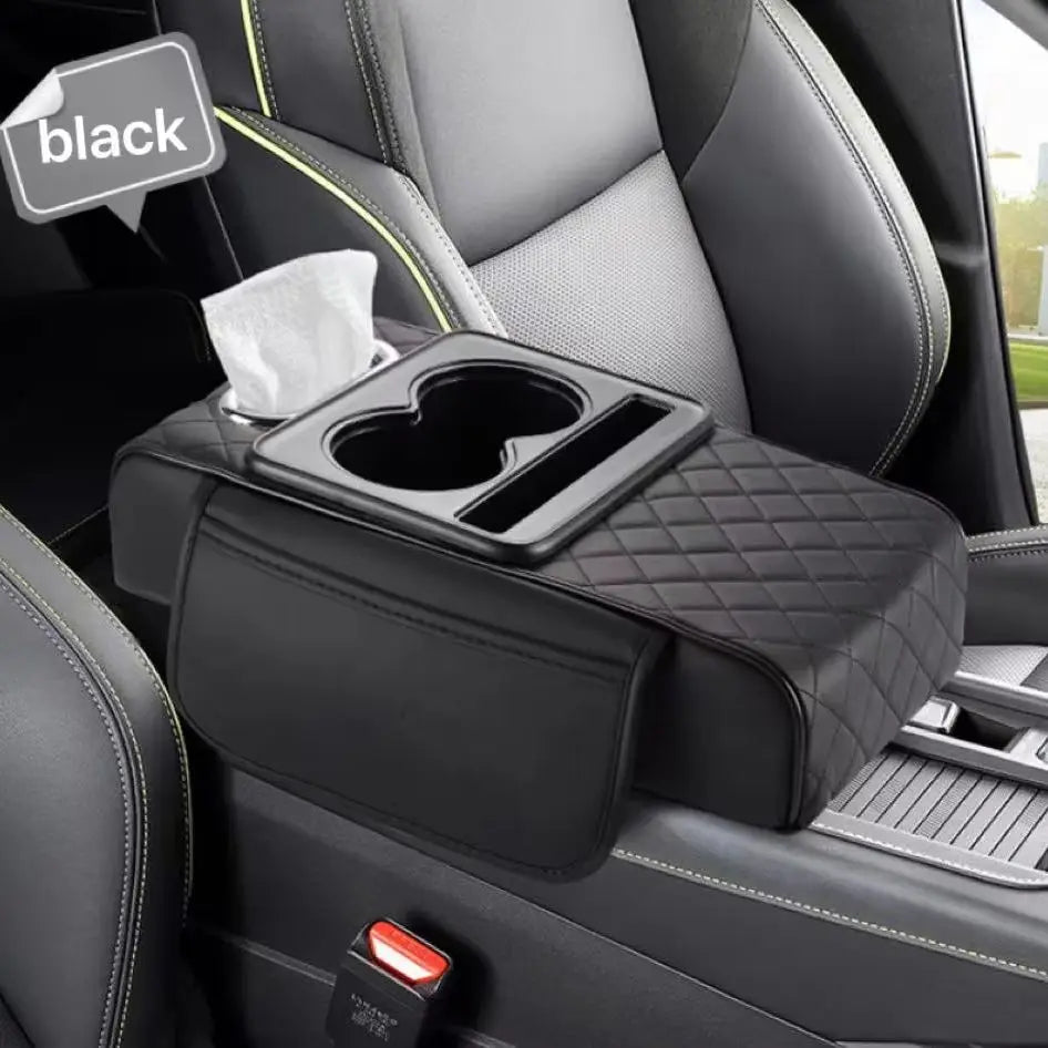 Car Center Console Armrest Cushion with 2 Cup Holders