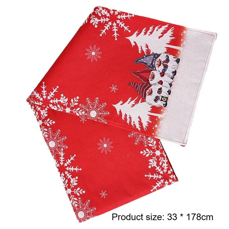 Christmas Red & Gray Cartoon Tablecloth – Holiday Table Decor