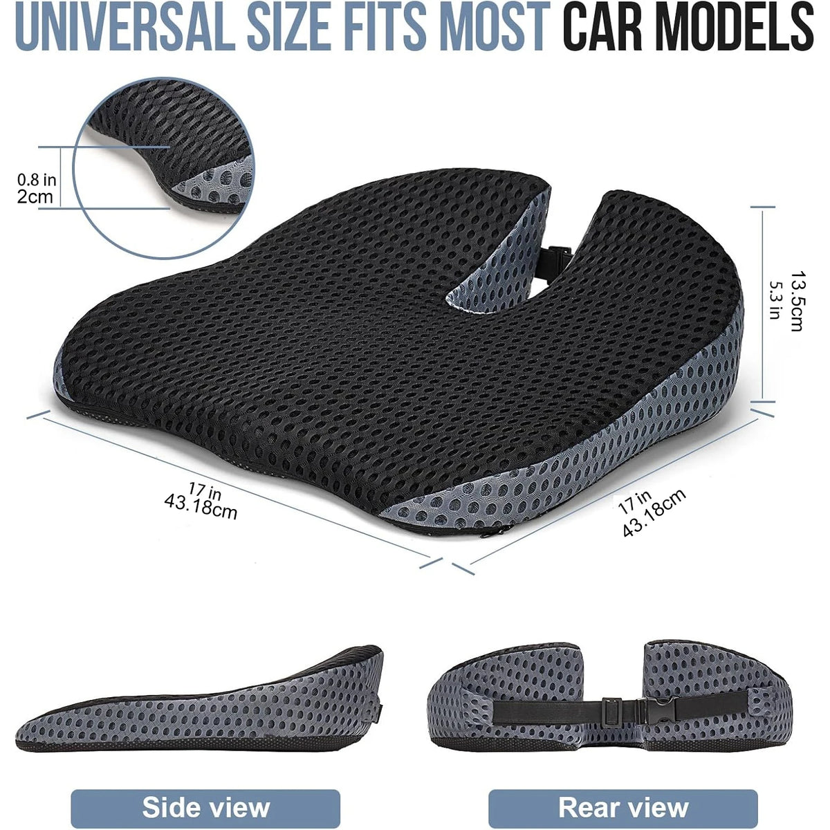 Memory Foam Car Seat Cushion – Height Booster & Posture Support
