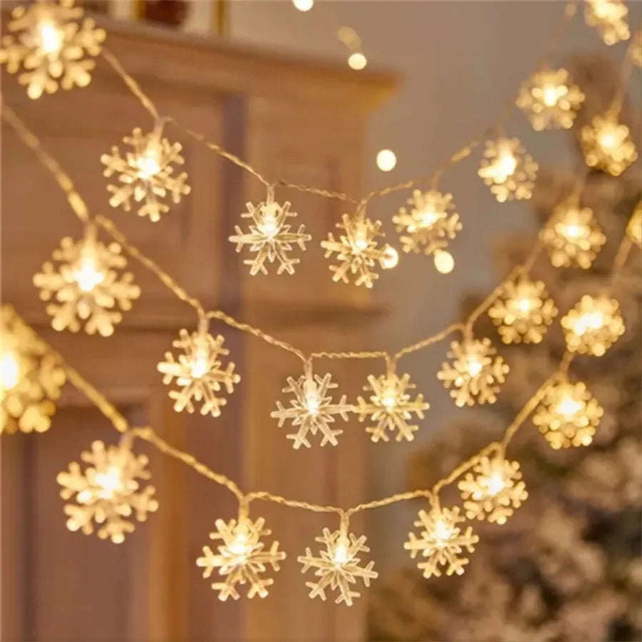10/20/40 LED Snowflake String Lights, USB/Battery Powered Christmas Decorations