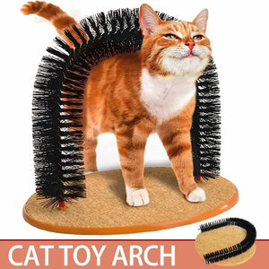 Interactive Cat Grooming Arch – Massage Brush & Scratching Pad Toy