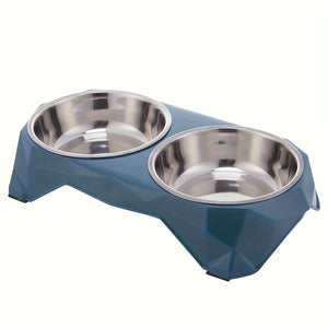 Stainless Steel Double Pet Bowl for Dogs & Cats – Non-Slip