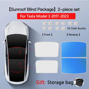 Tesla Model 3 Sunroof Sunshade (2017–2023) – Front & Rear Glass Roof Cover