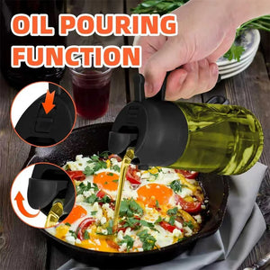 470ml Glass Oil Sprayer & Dispenser – 2-in-1 Cooking Bottle