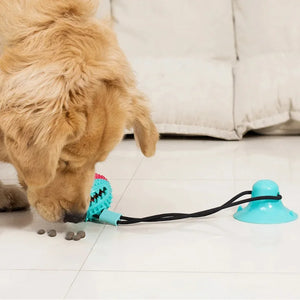 Interactive Dog Chew Ball Toy with Suction Cup & Teeth Cleaning