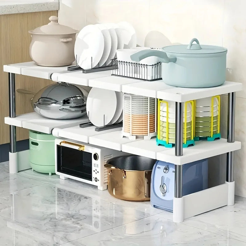 Adjustable Under-Sink Storage Rack – Expandable Cabinet Organizer