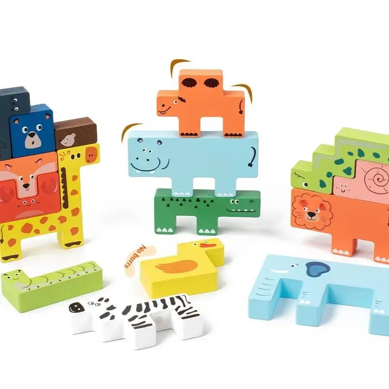 Wooden Montessori Animal Matching Puzzle – Educational 3D Toy for Kids