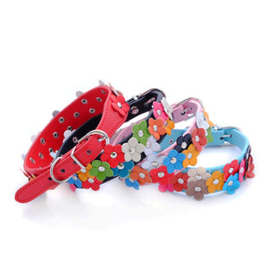 Floral PU Leather Pet Collar & Leash – Stylish Dog & Cat Set