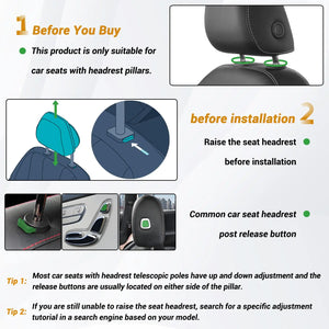 Adjustable Car Headrest Pillow – Memory Foam Neck Support