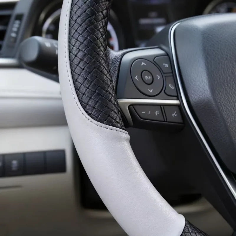 Universal Microfiber Leather Steering Wheel Cover – Anti-Slip, 38cm
