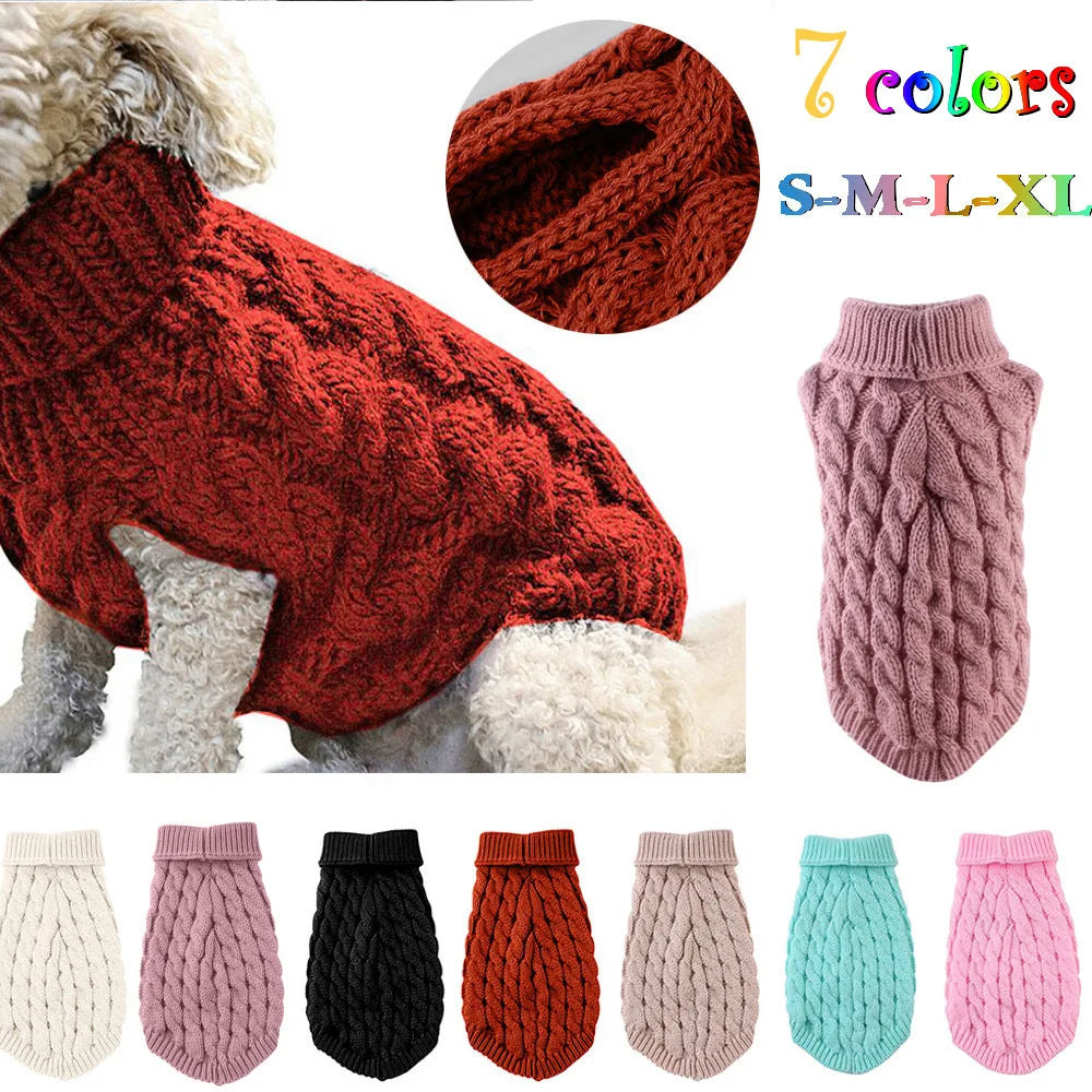 Warm Knitted Dog Sweater for Small Pets – Autumn & Winter