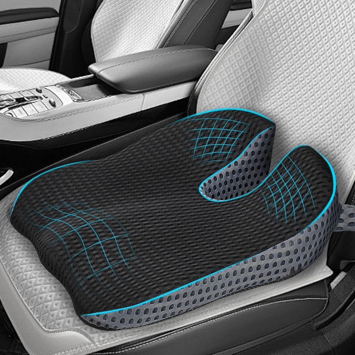 Memory Foam Car Seat Cushion – Height Booster & Posture Support