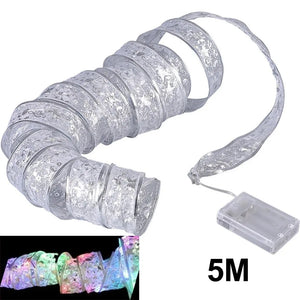 Christmas Ribbon Fairy Lights, DIY Bow String Lights for Xmas Tree Decor