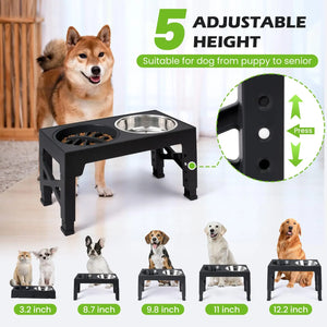 SEO Title: Adjustable Raised Dog Feeder with Double Stainless Steel Bowls