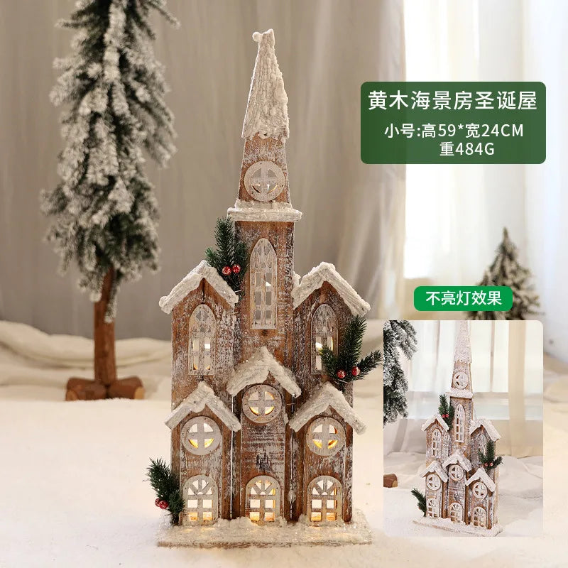 Glowing Wooden Christmas House Decor