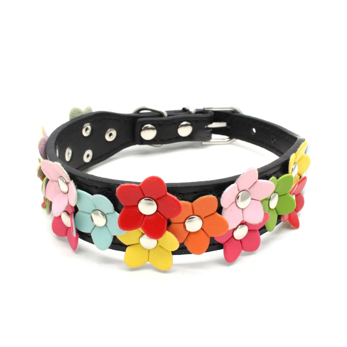 Floral PU Leather Pet Collar & Leash – Stylish Dog & Cat Set