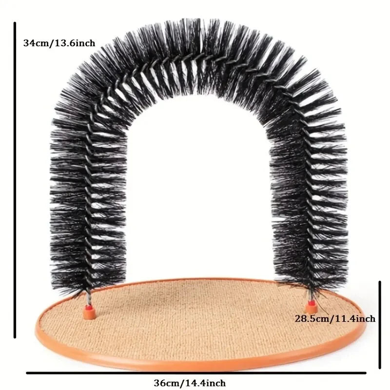 Interactive Cat Grooming Arch – Massage Brush & Scratching Pad Toy