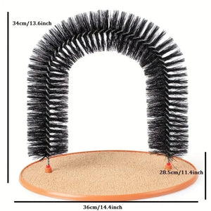 Interactive Cat Grooming Arch – Massage Brush & Scratching Pad Toy