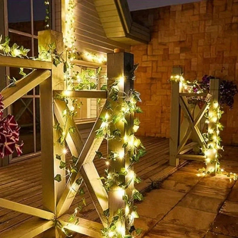 50/100 LED Solar Ivy String Lights, 8 Modes for Garden, Wedding & Christmas Decor