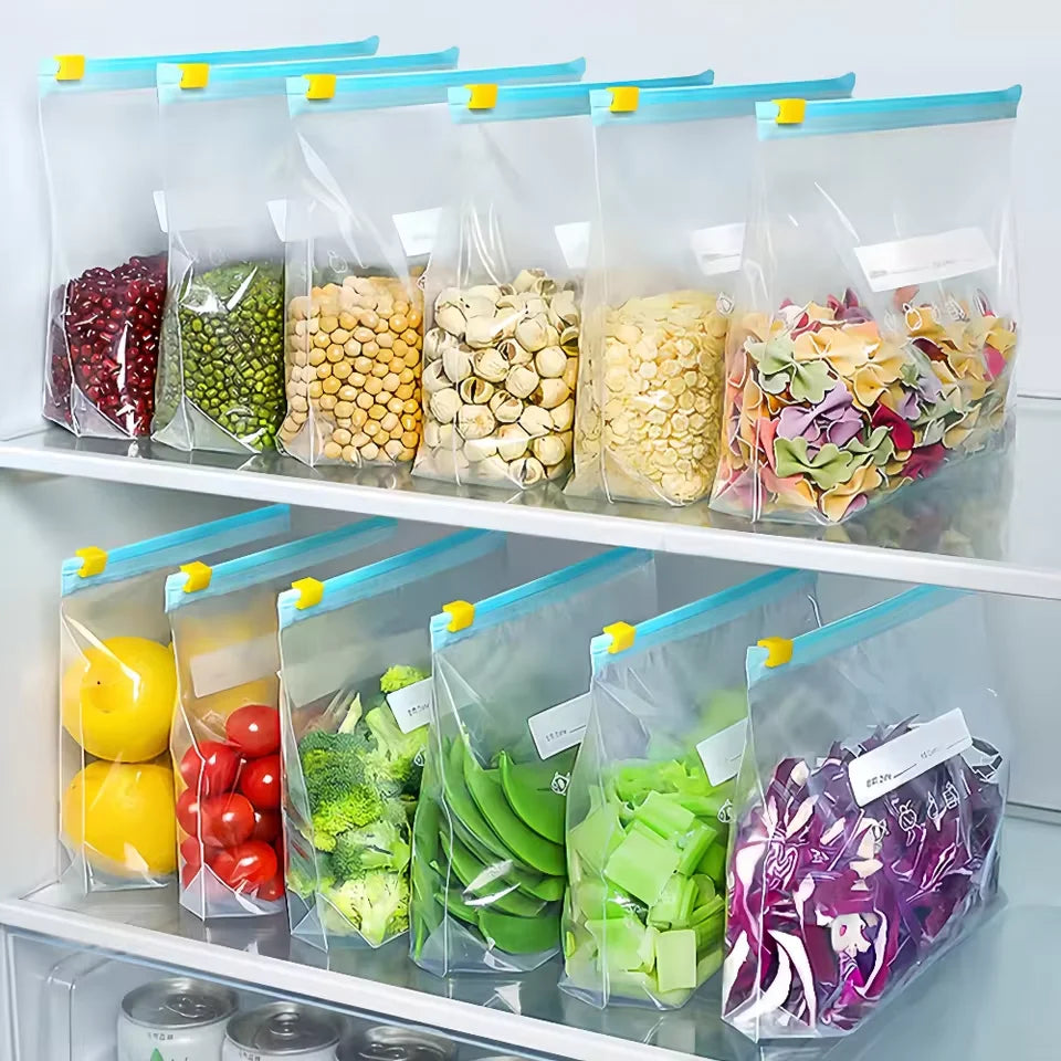 Reusable Ziplock Freezer Bags – Fruit & Vegetable Storage Pouches