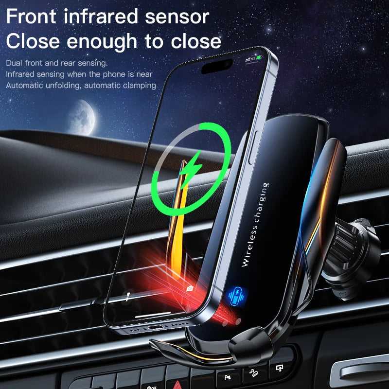 Wireless Car Phone Holder with Charger – 360° Rotating Air Vent Mount