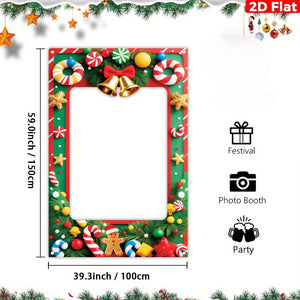 Christmas Photo Booth Decor, Merry Christmas Backdrop & Xmas Ornaments