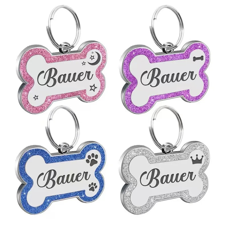 SEO Title: Custom Glitter Pet ID Tag – Personalized Dog & Cat Name Tag