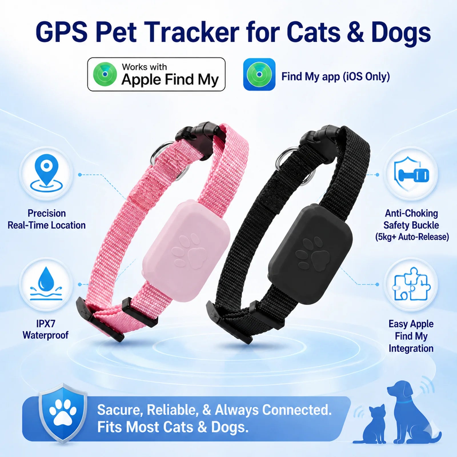 Waterproof GPS Pet Tracker for Dogs & Cats – Apple Find My