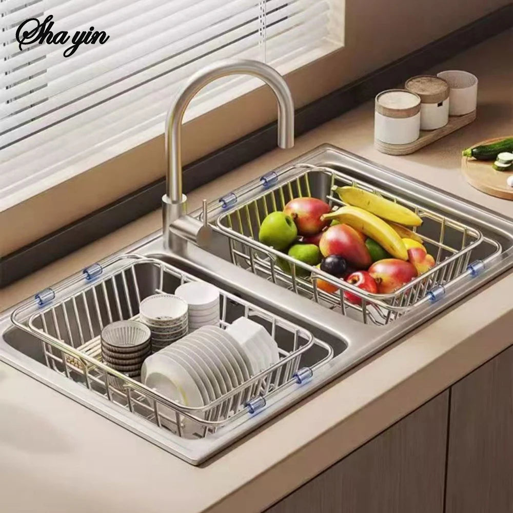 Stainless Steel Telescopic Sink Drain Rack Non-Slip Dish Drying Kitchen Bathroom Countertop Organizer Rack for Household UseStainless Steel Telescopic Sink Drain Rack Non-Slip Dish Drying Kitchen Bathroom Countertop Organizer Rack for Household Use