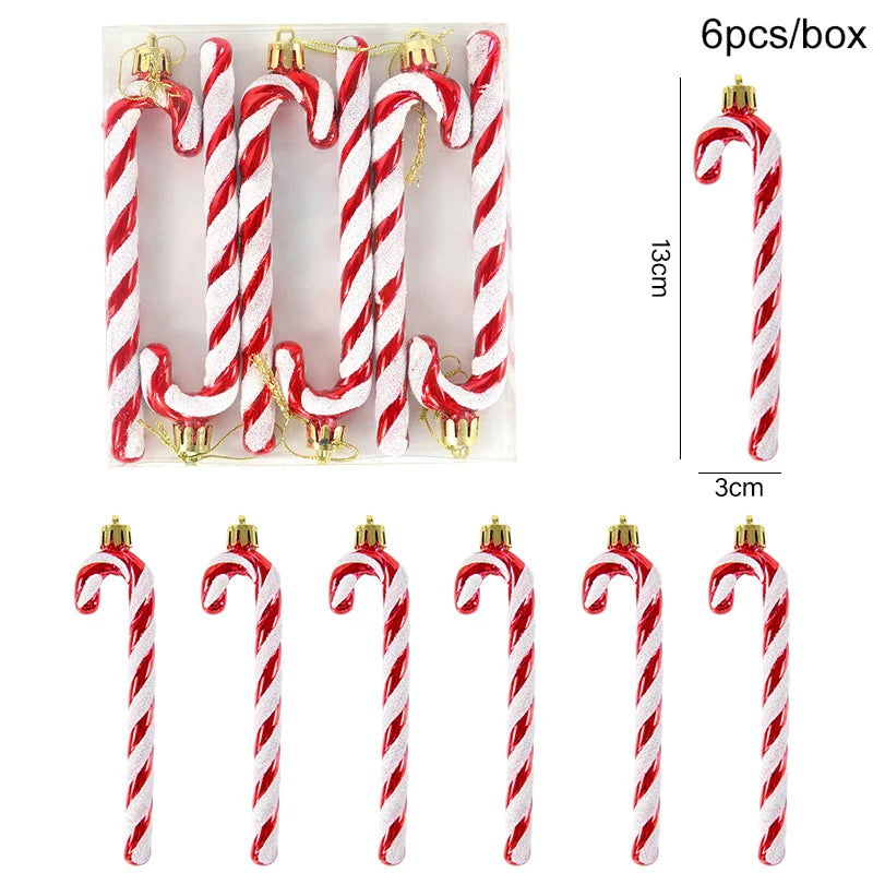 6pcs Christmas Candy Cane, Lollipop & Hanging Ball Ornaments for Xmas Tree