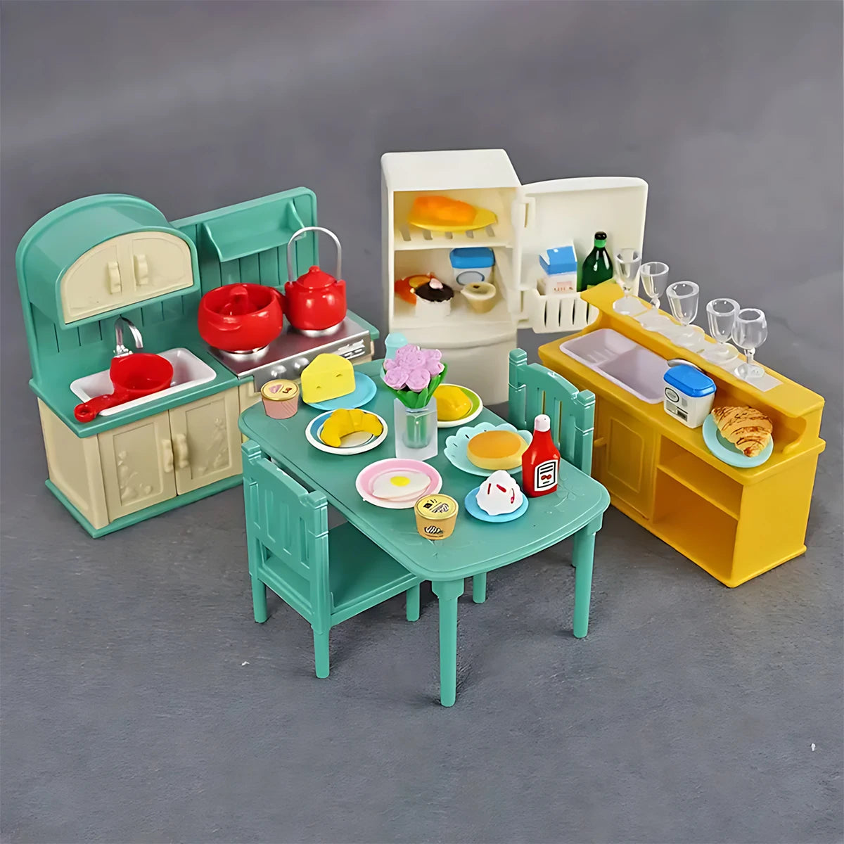 1:12 Miniature Dollhouse Furniture Set – Kitchen & Dining Accessories for Kids