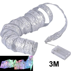 Christmas Ribbon Fairy Lights, DIY Bow String Lights for Xmas Tree Decor