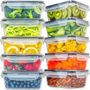 10-Piece BPA-Free Food Storage Containers Set with Labels