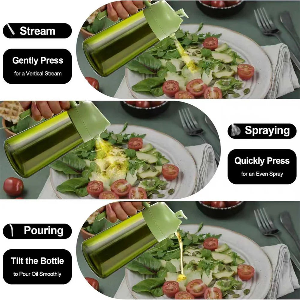 470ml Glass Oil Sprayer & Dispenser – 2-in-1 Cooking Bottle