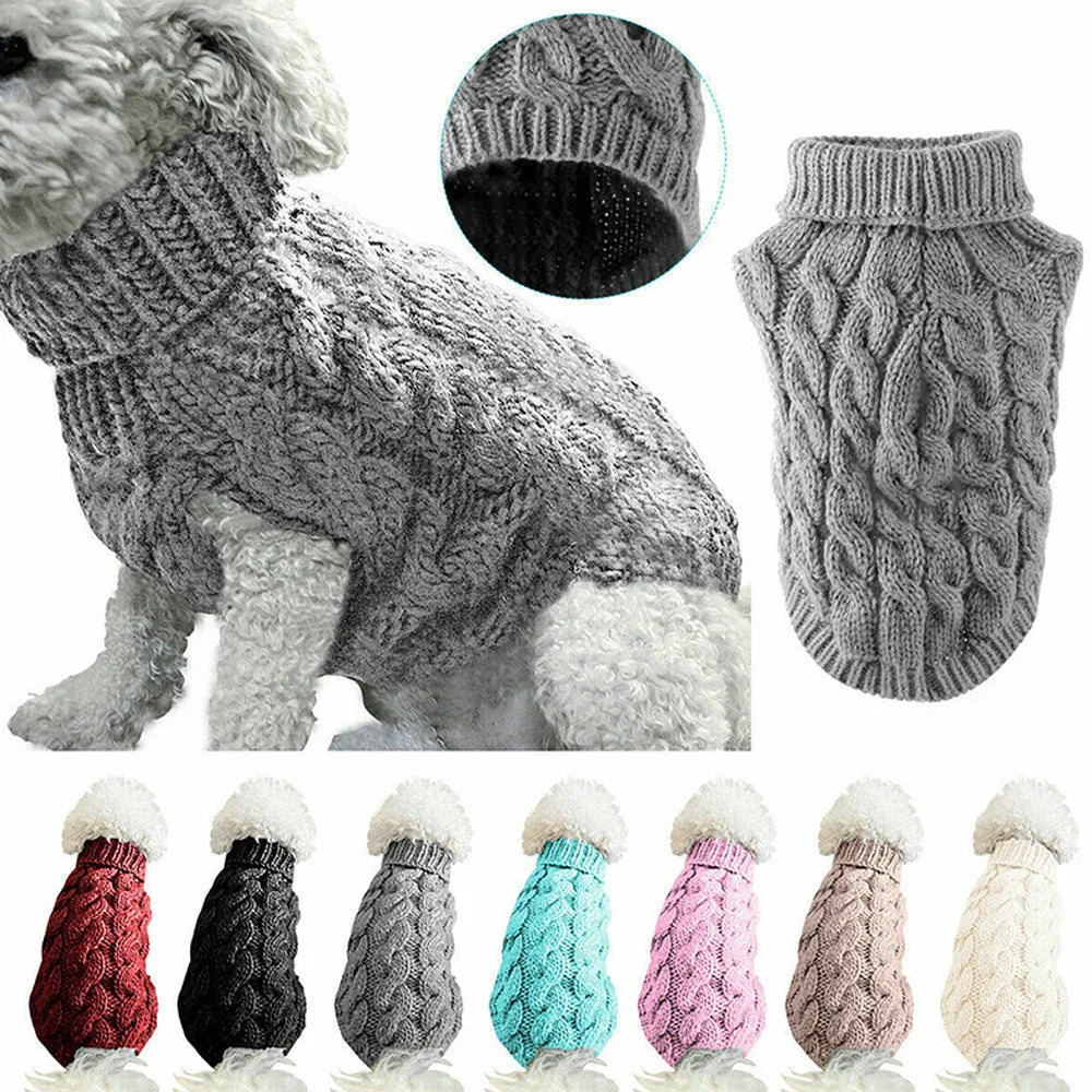 Warm Knitted Dog Sweater for Small Pets – Autumn & Winter