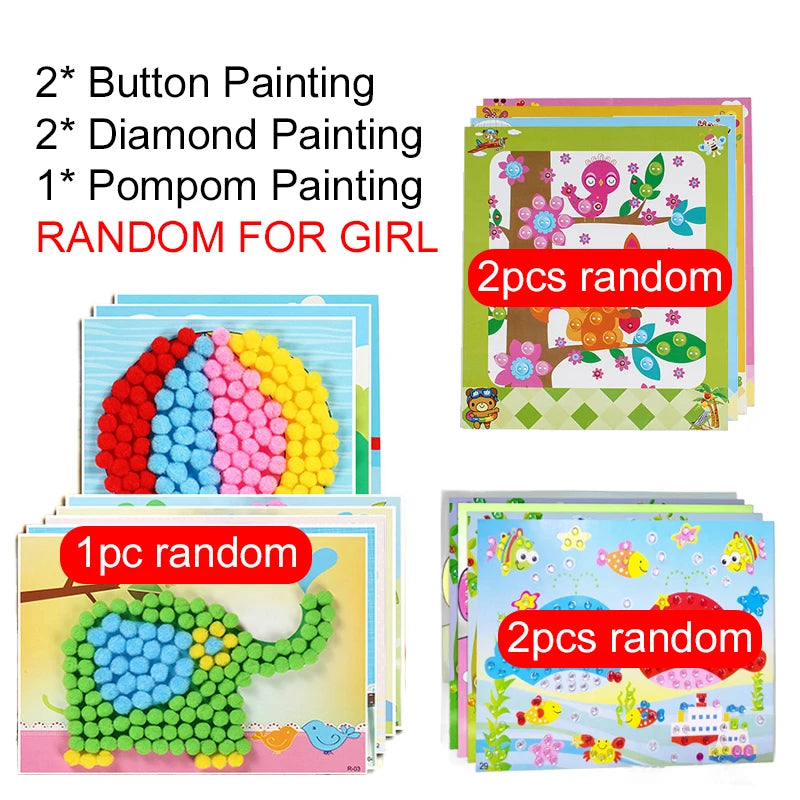 DIY Sticker Craft Kit for Kids Ages 3-6, Creative Educational Art Toy