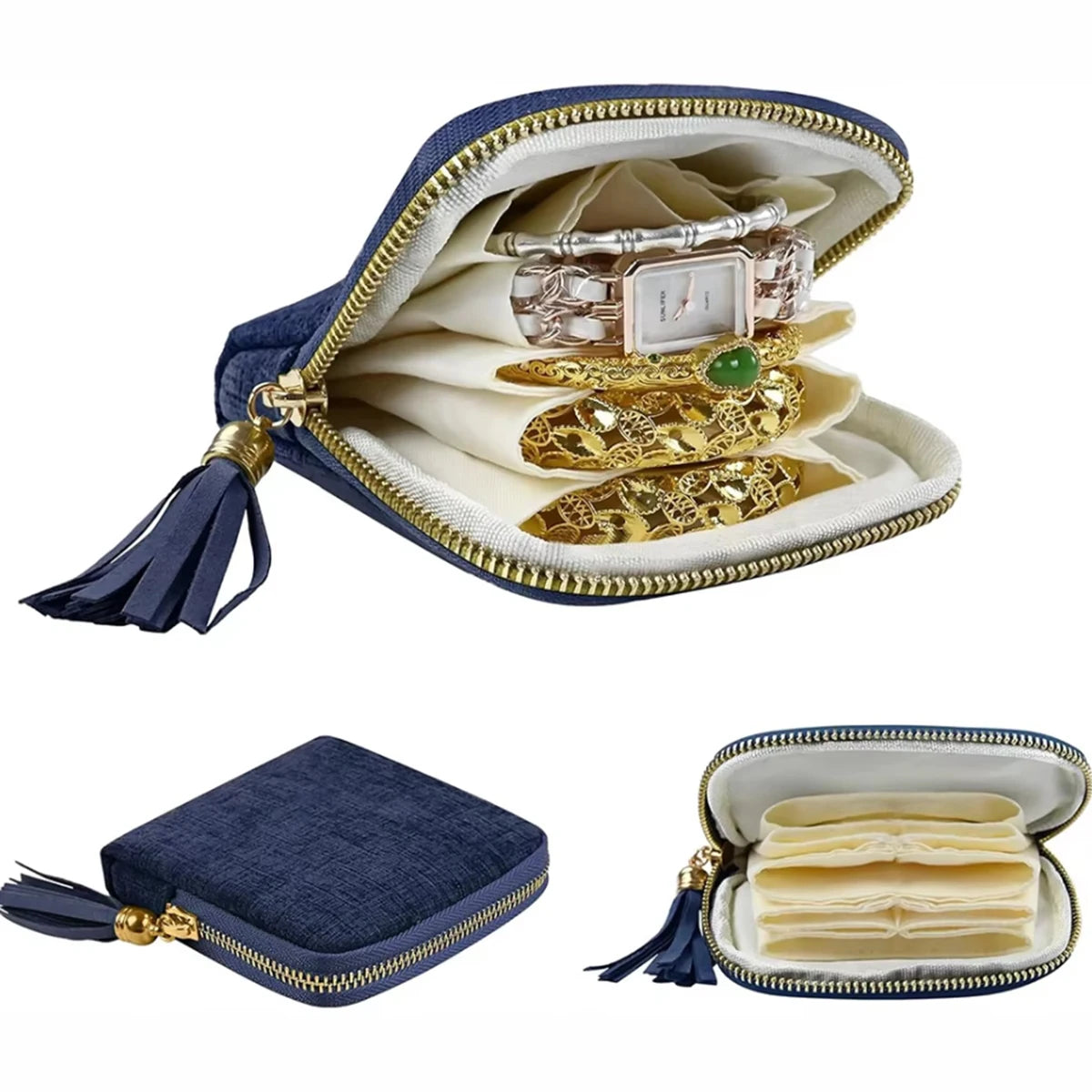 Portable Travel Jewelry Organizer Pouch – Zipper Storage Case