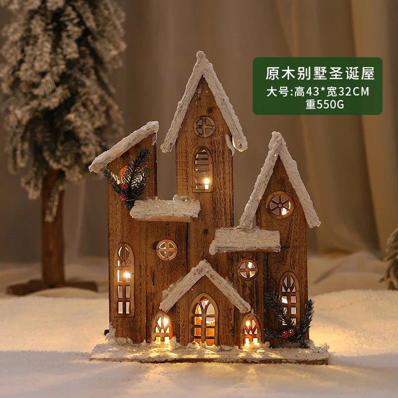 Glowing Wooden Christmas House Decor