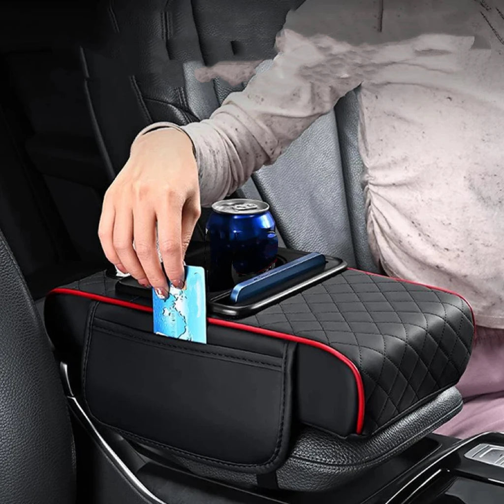 Car Center Console Armrest Cushion with 2 Cup Holders
