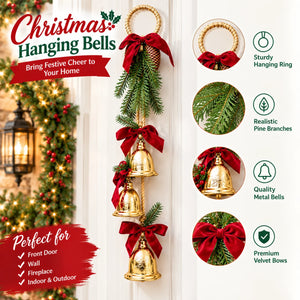 Christmas Door Hanging Bells with Velvet Bows
